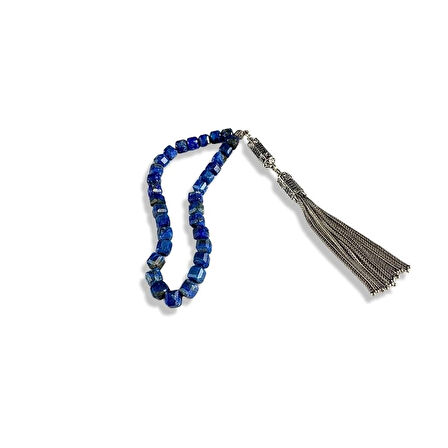 Fasetli Lapis Lazuli Taşlı Gümüş Tespih