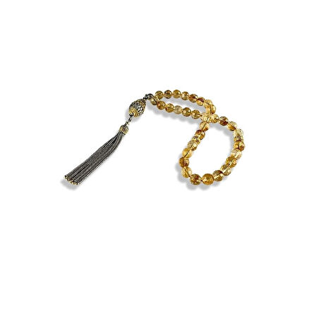 Fasetli Kesim Sitrin Taşlı Gümüş Tespih