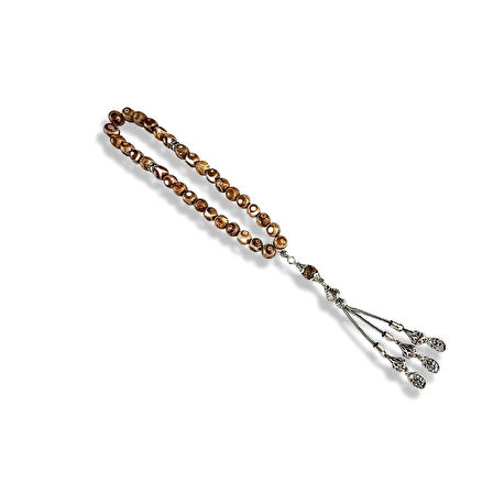 Tibet Akik Taşı ve Gümüş Tesbih Bileklik Seti