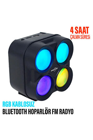 Extra Bass Kablosuz Bluetooth Hoparlör FM Radyo Rgb Işıklı Mini Speaker Ses Bombası