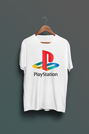 Playstation Logo Baskılı Unisex Oversize Tshirt (siyah)