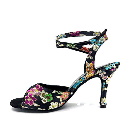 𝐀𝐋𝐌𝐄𝐑𝐎𝐀 | 𝐆𝐄𝐋𝐓𝐎𝐍𝐘® Çiçek Desenli Brokar Kumaş El Yapımı Kadın Topuklu Ayakkabı • Tango • Düğün • Gece