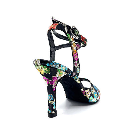 𝐀𝐋𝐌𝐄𝐑𝐎𝐀 | 𝐆𝐄𝐋𝐓𝐎𝐍𝐘® Çiçek Desenli Brokar Kumaş El Yapımı Kadın Topuklu Ayakkabı • Tango • Düğün • Gece