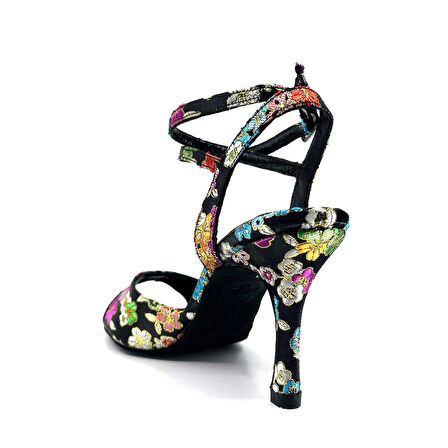 𝐀𝐋𝐌𝐄𝐑𝐎𝐀 | 𝐆𝐄𝐋𝐓𝐎𝐍𝐘® Çiçek Desenli Brokar Kumaş El Yapımı Kadın Topuklu Ayakkabı • Tango • Düğün • Gece