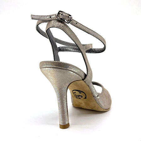 𝐀𝐑𝐆𝐄𝐍𝐀 | 𝐆𝐄𝐋𝐓𝐎𝐍𝐘® Gümüş Gri Yumuşak Deri El Yapımı Kadın Topuklu Ayakkabı • Tango • Düğün • Gece
