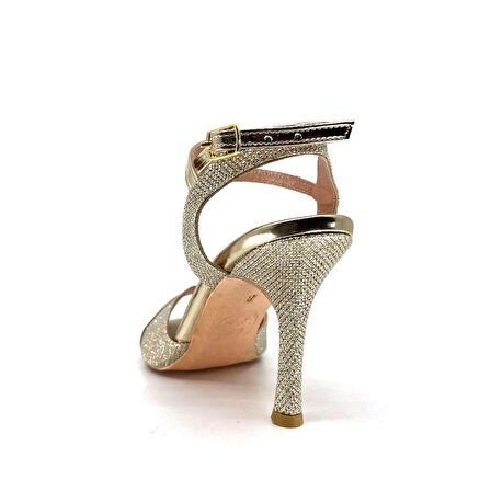 𝐀𝐔𝐑𝐄𝐋𝐈𝐀 | 𝐆𝐄𝐋𝐓𝐎𝐍𝐘® Altın Simli & Parlak Detaylı El Yapımı Kadın Topuklu Ayakkabı • Tango • Düğün • Gece