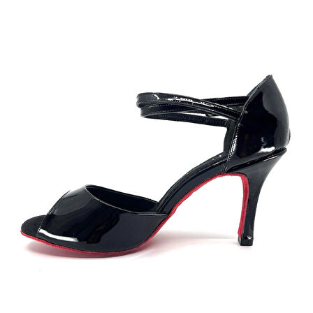 𝐁𝐋𝐀𝐕𝐄𝐍𝐀 | 𝐆𝐄𝐋𝐓𝐎𝐍𝐘® Siyah Rugan Deri & Kırmızı Taban El Yapımı Kadın Topuklu Ayakkabı • Tango • Düğün • Gece