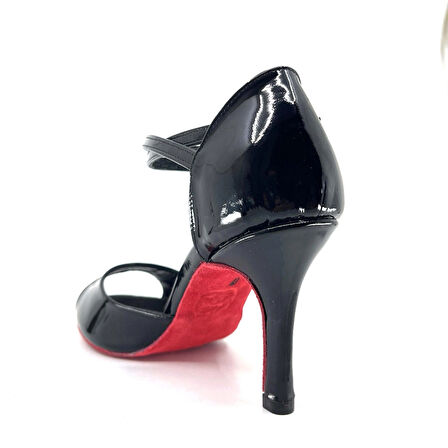 𝐁𝐋𝐀𝐕𝐄𝐍𝐀 | 𝐆𝐄𝐋𝐓𝐎𝐍𝐘® Siyah Rugan Deri & Kırmızı Taban El Yapımı Kadın Topuklu Ayakkabı • Tango • Düğün • Gece