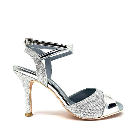 𝐂𝐄𝐋𝐄𝐒𝐒𝐀 | 𝐆𝐄𝐋𝐓𝐎𝐍𝐘® Gümüş Simli & Parlak Deri El Yapımı Kadın Topuklu Ayakkabı • Tango • Düğün • Gece