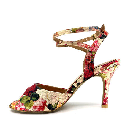 𝐅𝐋𝐎𝐑𝐀𝐍𝐀 | 𝐆𝐄𝐋𝐓𝐎𝐍𝐘® Çiçek Desenli Işıltılı El Yapımı Kadın Topuklu Ayakkabı • Tango • Düğün • Gece • Özel Davet