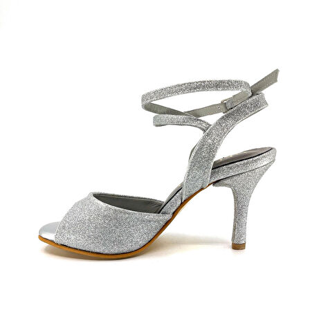 𝐆𝐋𝐀𝐑𝐄𝐒𝐒𝐀 | 𝐆𝐄𝐋𝐓𝐎𝐍𝐘® El Yapımı Gümüş Simli Topuklu Ayakkabı (Tango Düğün Gece Davet)