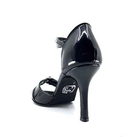 𝐋𝐀𝐕𝐄𝐍𝐎𝐑𝐀 | 𝐆𝐄𝐋𝐓𝐎𝐍𝐘® Ayarlanabilir Çift Tokalı Siyah Rugan El Yapımı Kadın Topuklu Ayakkabı • Tango • Düğün • Gece • Sahne