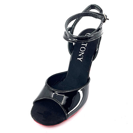 𝐎𝐁𝐒𝐈𝐃𝐈𝐀 | 𝐆𝐄𝐋𝐓𝐎𝐍𝐘® Siyah Rugan & Kırmızı Süet Taban El Yapımı Kadın Topuklu Ayakkabı • Tango • Düğün • Gece • Özel Gün