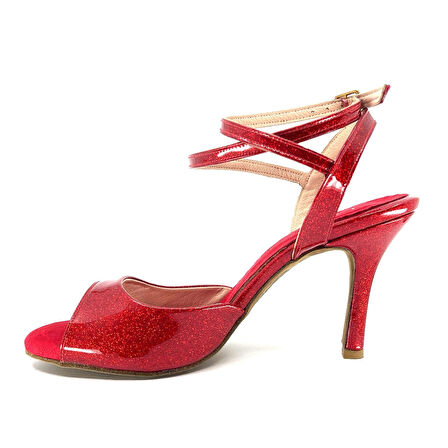 𝐕𝐄𝐑𝐄𝐙𝐀 | 𝐆𝐄𝐋𝐓𝐎𝐍𝐘® Parlak Kırmızı Rugan & Süet Taban El Yapımı Kadın Topuklu Ayakkabı • Tango • Düğün • Gece • Sahne