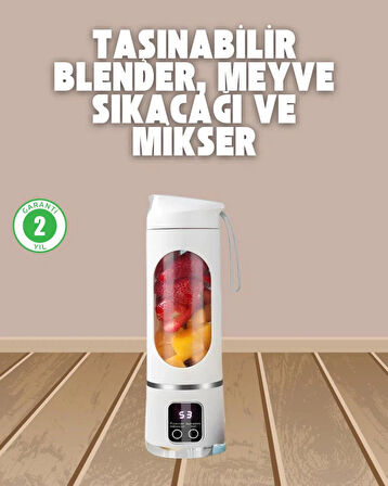 Şarjlı Blender – 12 Bıçaklı, 450 ml Kapasiteli, Taşınabilir Tip-C Mikser