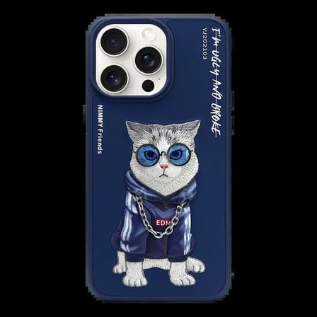Özel Üretim iPhone 14 Pro Max Uyumlu Kedi Desenli Kılıf 3D Karakter Mükemmel Uyum Darbe Korumalı