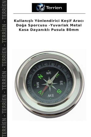 Kullanışlı Yönlendirici Keşif Aracı Doğa Sporcusu -Yuvarlak Metal Kasa Dayanıklı Pusula 80mm