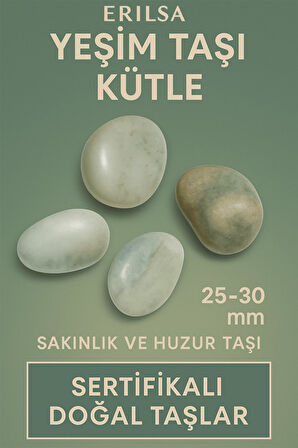 Sertifikalı Açık Yeşim (Jade) Taşı Kütle 25–30 mm – Sakinlik ve Huzur Taşı