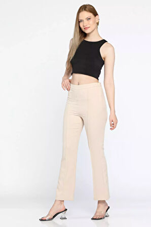 Kadın Fermuarlı Çimalı Pantolon