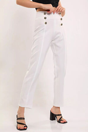 Kadın Çimalı Düğme Detaylı Pantolon