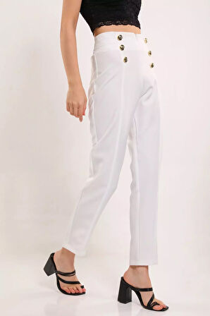 Kadın Çimalı Düğme Detaylı Pantolon