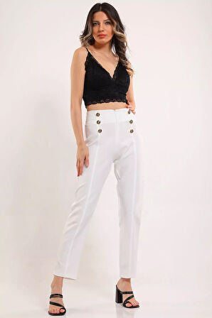 Kadın Çimalı Düğme Detaylı Pantolon