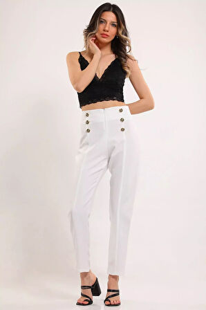 Kadın Çimalı Düğme Detaylı Pantolon