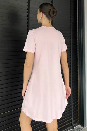Kadın Bisiklet Yaka Arma Detaylı T-shirt Elbise