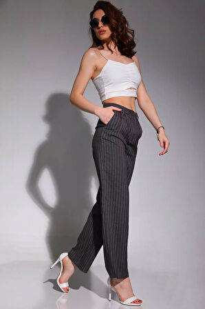 Kadın Çizgili Palazzo Tarz Pantolon