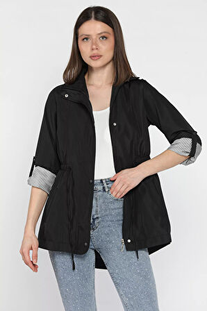 Kadın Bel Bağcıklı Astarlı Trençkot