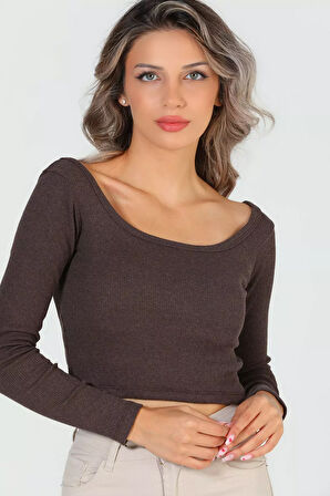 Kadın Kare Yaka Kaşkorse Crop Body Bluz