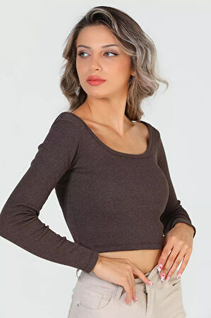 Kadın Kare Yaka Kaşkorse Crop Body Bluz