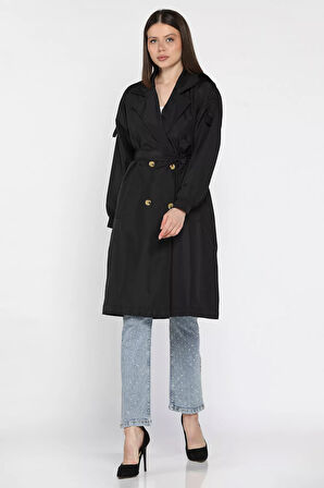 Kadın Kruvaze Yaka Astarlı Bel Kuşaklı Tarz Trençkot