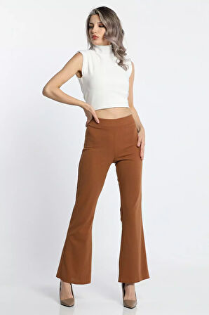 Bel Lastikli Scuba Ispanyol Paça Kadın Pantolon