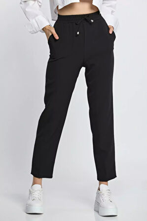 Bel Lastikli Slim Fit Kumaş Pantolon