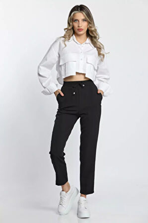 Bel Lastikli Slim Fit Kumaş Pantolon