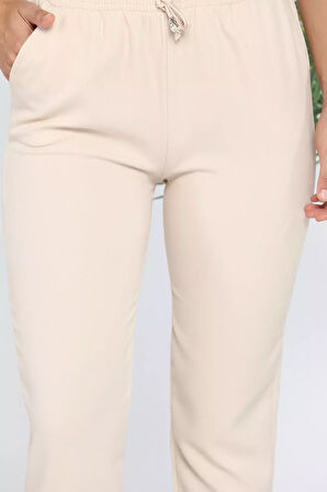 Bel Lastikli Slim Fit Kumaş Pantolon