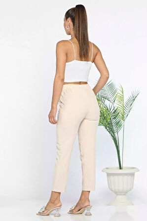 Bel Lastikli Slim Fit Kumaş Pantolon