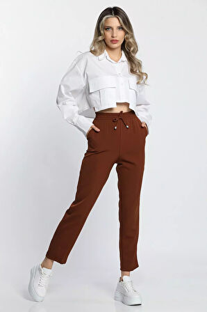 Bel Lastikli Slim Fit Kumaş Pantolon