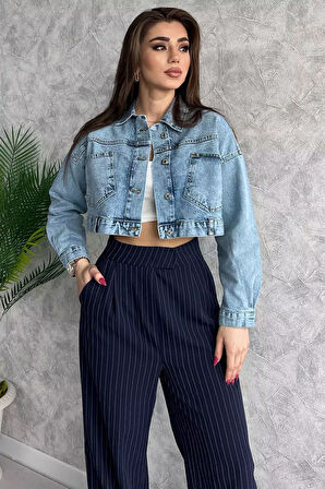 Cepli Crop Top Jean Kot Ceket