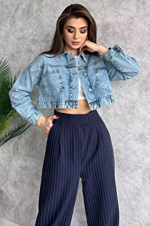 Cepli Crop Top Jean Kot Ceket