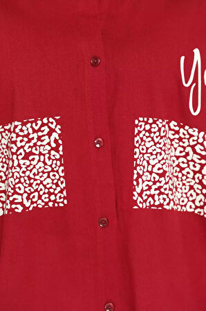 Leopar Baskılı Yazlık Salaş Kadın Keten Gömlek