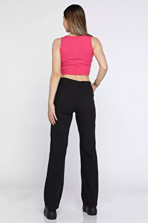 Bol Kesim Palazzo Yüksek Bel Kadın Keten Pantolon