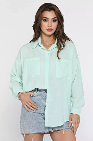 Çift Cepli Kadın Yazlık Salaş Gömlek