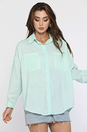 Çift Cepli Kadın Yazlık Salaş Gömlek