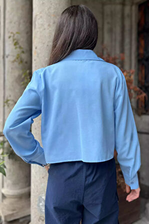 Cepli Salaş Crop Top Gömlek