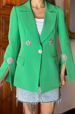 Taş İşlemeli Kadın Blazer Ceket