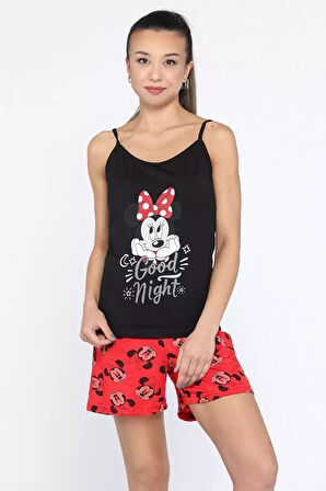 Minnie Mouse Baskılı İp Askılı Pijama Takımı