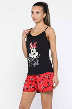 Minnie Mouse Baskılı İp Askılı Pijama Takımı