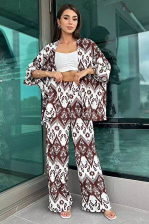 Desenli Kimono İkili Takım
